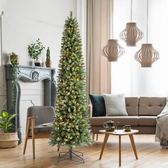 9ft. Pre-Lit Rothwell Slim Artificial Christmas Tree, Warm White LED Lights by Ashland®